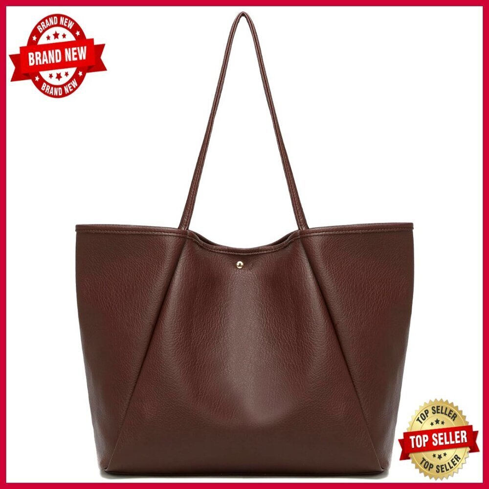 Large Leather Tote Bag for Women Spacious Work Handbag Minimalist Office